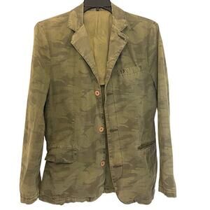 Chevingnon Men's Button Down Vintage Viking Camo Blazer Sport Jacket Size Large